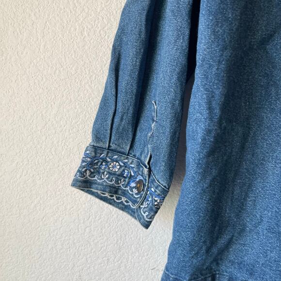 Vintage denim Jean embroidered‎ chore barn jacket size medium - Picture 4 of 6